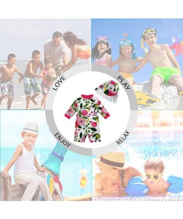 UPF 50+ Rose Flower Baby Girls Swimsuit with Snap Bottom for 9-12 Months | UV Protection Baby Swimwear - Buy Online on SooperMarket.com