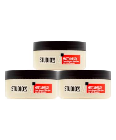 L'Or al Paris Studio Line 4 Matt&Messy Matt Finish Spongy Cream for Faux Transitional Look Hair - 3 Jars 150ml 3x Matt&Messy