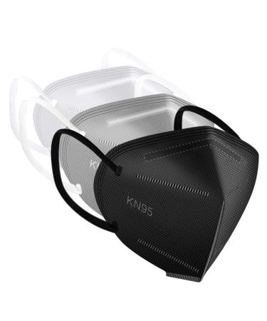 ApePal 30PCS 5-Layer Disposable KN95 Face Masks Wide Elastic Ear Loops Masks(WhiteBlackGrey)