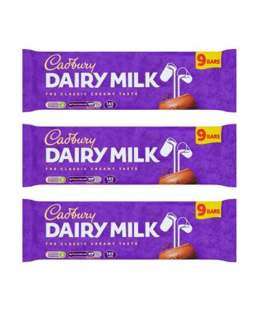 Hamperly Gifts Chocolate Bar Bundle Containing Dairy Milk Chocolate Bars 9 Bars 244.8g (3 Pack)