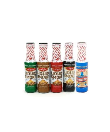 COLGIN Liquid Smoke BBQ Marinade Set - Pecan Hickory Mesquite Apple and Worcestershire