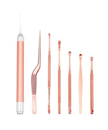 npkgvia Ear Digging 7 Piece Rose Gold Ear Digging Spoon with Double Head Spiral Ear Digging Pick Ear Set No Noise Ear Plugs Work (Rose Gold One Size) One Size Rose Gold