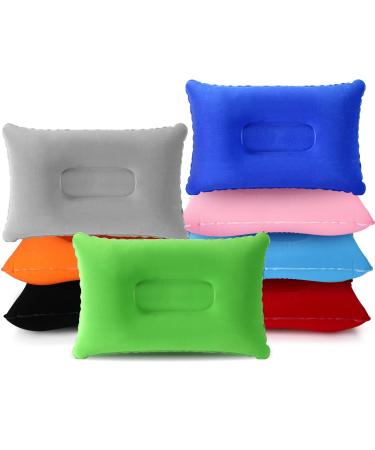 8 Pack Inflatable Camping Pillow Ultralight Travel Pillow Compact Comfortable Compressible Backpacking Pillow with 8 Storage Bags for Neck Lumbar Support Camp Hiking Sleeping Cushion Multicolor