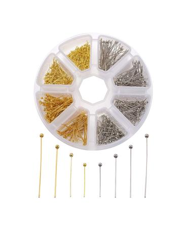 KISSITTY 700pcs/box 2 Color 16mm 20mm 25mm 30mm Assorted Ball Head Pins Wire Headpins for Charm Beads Jewelry Making and Craft Mixed ColorsBallheadpins