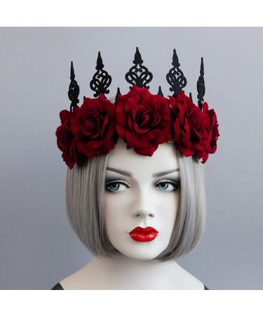 Vintage Red Rose Queen Headband for Women and Girls - Perfect Floral Hair Accessory for Halloween, Christmas, Parties, and Cosplay - Buy Online on SooperMarket.com