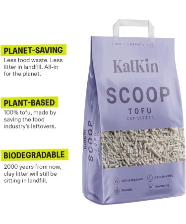 KatKin Scoop Tofu Litter - 100% Biodegradable Non-Tracking Cat Litter (1x2.4kg) | Eco-Friendly Planet-Saving Clumping Litter for Kittens and Cats - Buy Online on SooperMarket.com