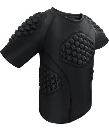 Topeter Padded Football Shirt for Youth | Compression Rib Protection - XL Pure Black - Buy Online on SooperMarket.com