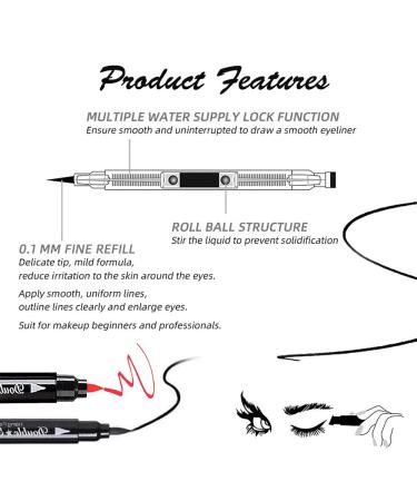 2 Pcs Heart-shaped Liquid Eyeliner Stamp Set - Waterproof, Smudge-proof & Long-lasting Double-side Ultra-Fine Eye Liners Pen - Red + Black - Makeup Tools with Quick Drying Formula - Buy Online on SooperMarket.com
