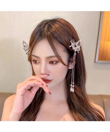 Flymind 6Pcs Moving Butterfly Tassel Hair Clips Elegant Antique Side Clip for Women & Girls (Silver) - Buy Online on SooperMarket.com