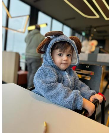Volunboy Baby Boys Fleece Hooded Jacket - Toddler Full Zip Cartoon Coat, 3-4 Years Blue - Buy Online on SooperMarket.com