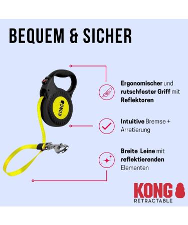 Buy Cong Roll-Out Dog Leash 5m for Large Dogs up to 50kg | High-Quality with Break & Lock System | Soft Handle & Reflective Belt - Yellow-Black - Buy Online on SooperMarket.com
