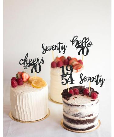 24 Pieces Glitter 70th Birthday Cupcake Toppers | 70th Birthday Decorations | 1954 Theme Party Accessories | Black Cake Decor - Buy Online on SooperMarket.com
