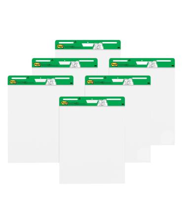 Post-it Super Sticky Easel Pad, 25 in x 30 in, White Recycled, 30 Sheets/Pad, 6 Pads/Pack, Great for Virtual Teachers and Students (559RP-VAD6)