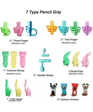 Baij Writing Aid for Children - 13-Piece Silicone Pencil Grips Set for Handwriting Correction | Multi-Colored Finger Grippers for Progressive Improvement - Buy Online on SooperMarket.com