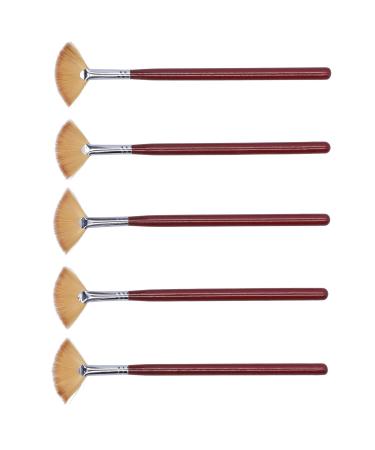 Brush Waterproof Handle Fan Shaped Applicator Auburn 5PCS for Wonderful Gift