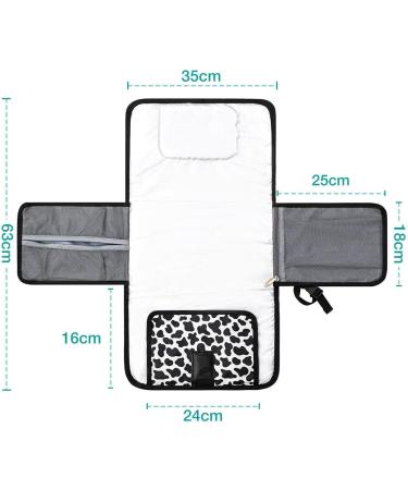 Lekebaby Nappy Changing Mat Portable Changing Mat Baby Travel Change Mat with Wipe-Pocket and Head Cushion Cow Stria Grey-Cow Stria - Buy Online on SooperMarket.com