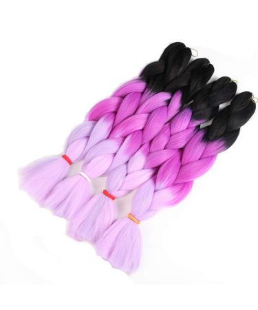 6 Packs Eunice Jumbo Hair Extensions - Colorful Kanekalon Ombre 2Tone 61cm for Crochet Box Braids - Disory - Buy Online on SooperMarket.com