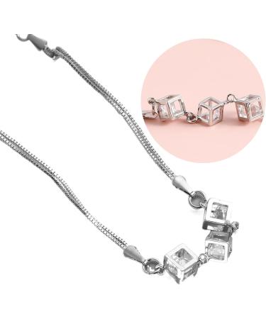 Oralgos Zircon-Cube Bracelet - Elegant Adjustable Crystal Chain Jewelry for Couples & Anniversaries - Buy Online on SooperMarket.com