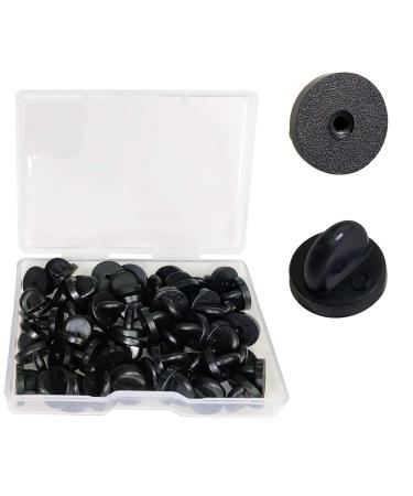 Lapel Pin Backings Butterfly Clutch Pin Backings PVC Rubber Pin Backs Pin Keepers for Replacement Uniform Badge (Black Pack of 50) 50PCS