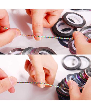 Hisenlee 90 Pcs Nail Art Striping Tape Lines in Mix Colors - 1MM and 2MM - Includes 2 Nail Tape Dispensers for Nail Art Decoration - Buy Online on SooperMarket.com
