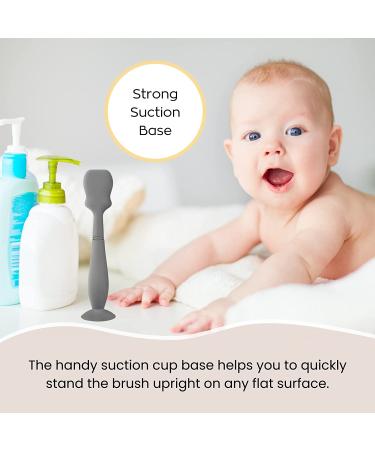 2 Pack Silicone Baby Diaper Cream Brush & Spatula Set - Gray & White | Butt Paste Applicator for Newborns - Buy Online on SooperMarket.com