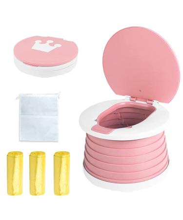 Travel Potty,Toddler Travel Potty,Portable Toddler Potty,Travel Potties Foldable ,Toddler Travel Potty Folding Toilet,Apply to Seat Emergency Toilet for Car, Camping, Outdoor, Indoor pink