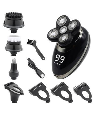 5 in 1 Men's Electric Shaver Portable Beard Trimmer Hair Clipper USB Rechargeable Waterproof LCD Bald Razor