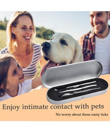 3PCS Stainless Steel Tick Remover Tool Set for Dogs, Cats, Horses - Safe Tick Removal Kit with Double-sided Tweezer, Tick Hook, Tick Tweezer - In Iron Box - Christmas Gift - Buy Online on SooperMarket.com