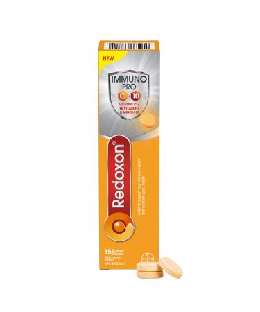 Redoxon ImmunoPRO Vitamins C A B6 B12 D E Folate Iron Copper Zinc Selenium Effervescent Tablets for Immunity Support Immune Support For Adults 15 Orange Flavoured Tablets