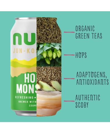 Nunc Jun-Kombucha Hops Monster (12 x 330ml) - Premium Non-Alcoholic Beer Alternative - Gut Health & Refreshing Drink - Gluten Free - Buy Online on SooperMarket.com