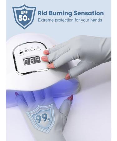 Subay UPF50+ Fingerless UV Gel Manicure Gloves - Grey | UV Nail Protection - Buy Online on SooperMarket.com