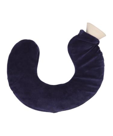 Bagima U-shaped heat bottle heating pillows for the winter neck soft rubber hot water relaxing heat cold therapy with removable fabric cover (navy blue)
