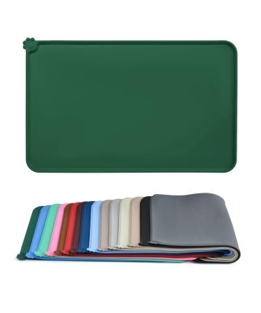 Audwud silicone waterproof dog and cat pet Feeding mat anti-slip-tied bowl matt pet feeding mat 47x30 cm hunter green