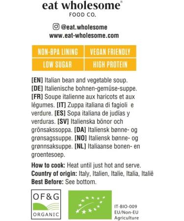 Eat Wholesome Organic Tuscan Bean & Vegetable Soup 400 g (Pack of 12) Italian Bean & Vegetable 400 ml (Pack of 12) - Buy Online on SooperMarket.com