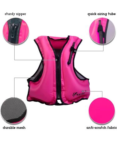 NAXER Inflatable Snorkeling Vest for Adults - Easy Swim & Paddleboarding - Rose - Buy Online on SooperMarket.com