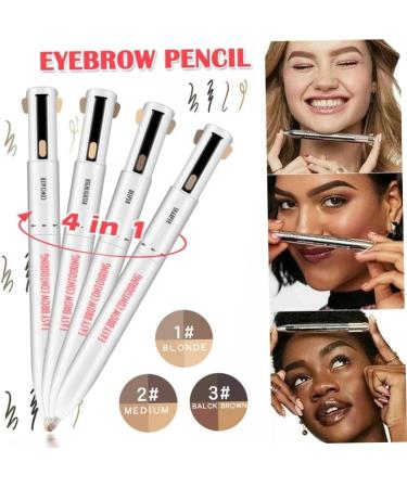 Brow Pen Eyebrow Contour Pen 4 in 1 Long Lasting Rotate Defining Highlighting Brow Pencil Black Brown - Buy Online on SooperMarket.com