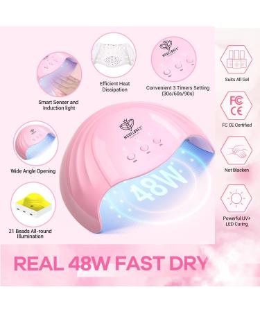 Modelones Poly Nail Gel Kit with 48W LED Nail Lamp - 6 Nude Pink Colors, Slip Solution, Rhinestones, Glitters - Manicure Starter Kit for Women - Buy Online on SooperMarket.com
