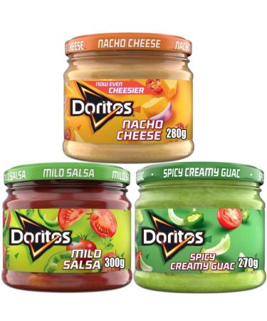 Dip Selection Bundle with Doritos Nacho Cheese Dip 280g Mild Salsa Dip 300g and Guacamole Dip 270g (3 Pack)