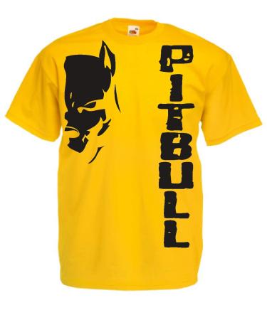 Generico t-Shirt Pitbull Fight Dog Kickboxing Boxing Gift Idea 12 Colors also for Children M Yellow
