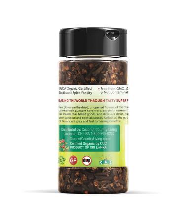 Organic Cloves Whole Raw Premium Quality Spice Fairtrade in Glass Jar - 1.41 oz - Buy Online on SooperMarket.com