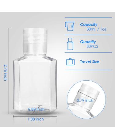 30 Pack 1 oz Clear Plastic Travel Bottles with Flip Cap - Refillable Hand Sanitizer Containers for Business Trip - Buy Online on SooperMarket.com
