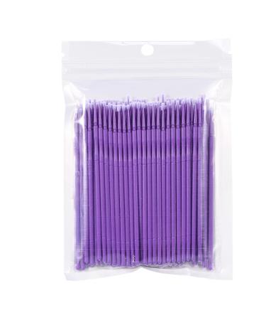 Women Micro Disposable Extension Mascara Brush Eyelash Glue Cleaning Stick 100PCS/Bag(Purple)