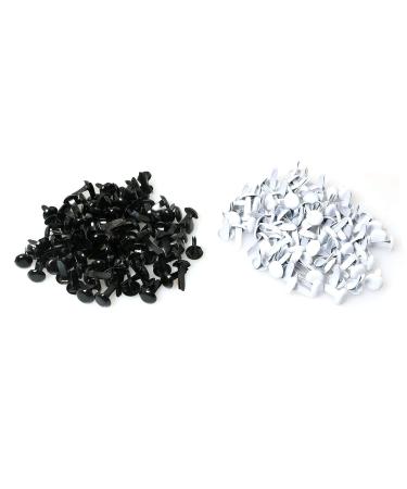 RLECS 200pcs Mixed Color Mini Brads Scrapbooking Card Making Craft DIY Round Mini Iron Brads for Albums Greeting Cards 0.3x0.47in (100pcs Black + 100pcs White)