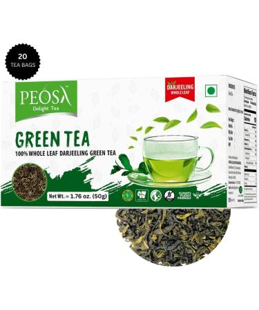 Peosa Delight Tea - Green Tea Darjeeling Loose tea 100% Whole Leaf Green Tea No Artificials Green Tea Loose Leaf 3.17 Oz Box 36 tea bags - Buy Online on SooperMarket.com