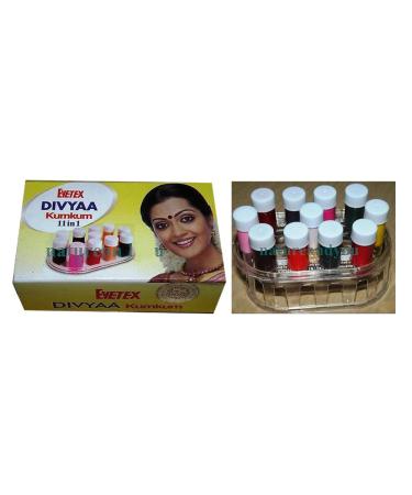 Liquid Kumkum Bindi: 11 Color 1.5gm Each - Eyetex Divyaa Kumkum