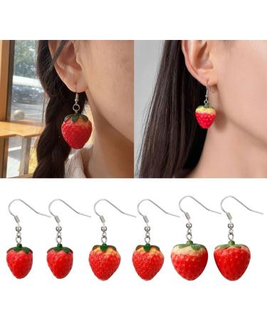 Delicate Resin Strawberry Earrings Simulation Fruit Earwears for Any Occasion - Buy Online on SooperMarket.com