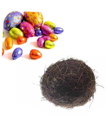 WOFASHPURET garden rattan flower accessories natural bird's nest branch bird's nest artificial decorate 10cm as shown