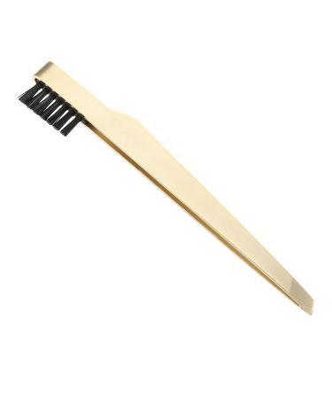 VOCOSTE Portable 2 In1 Eyebrow Shaping Tool Stainless Steel Eyebrow Clip Eyebrow Brush for Women's Eyebrow Combing Gold Tone