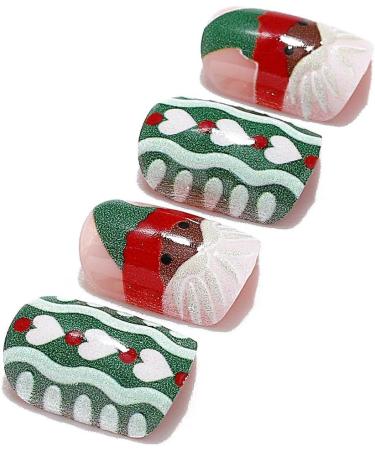 Brishow Christmas False Nails - Snow Press on Nails | Christmas Tree Stick on Nails | Antler Short Red Fake Nails - 24pcs for Women and Girls - Buy Online on SooperMarket.com