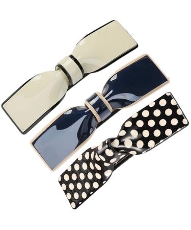 Retro Automatic Hair Barrettes Rectangle Bows Hair Clips Spring clasps Acrylic Hair slides for women fine Medium Thick ladies hair accessories